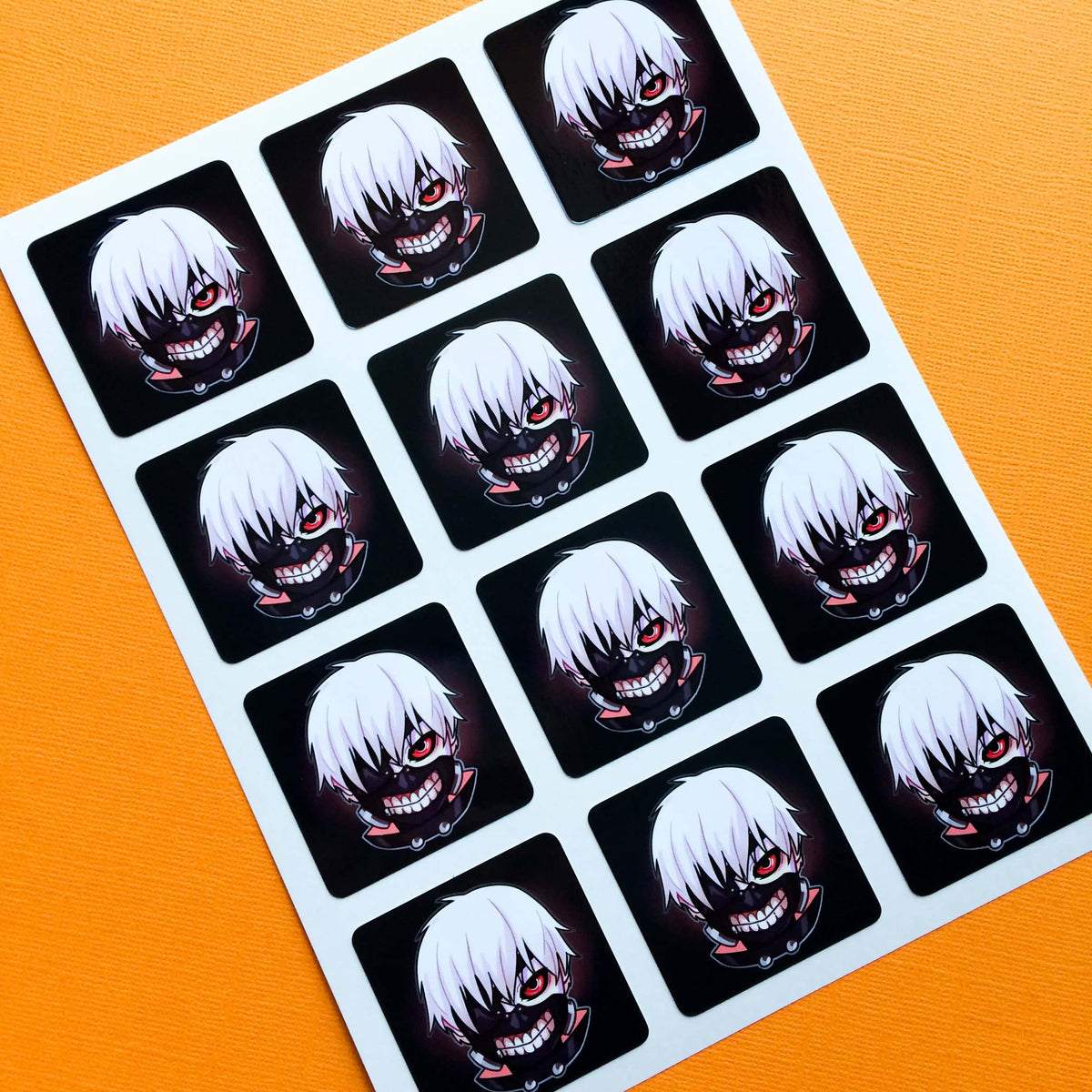 Cool anime character art square sheet label stickers. 