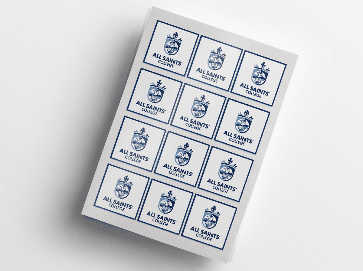 All Saints&#39; College logo square sheet label stickers