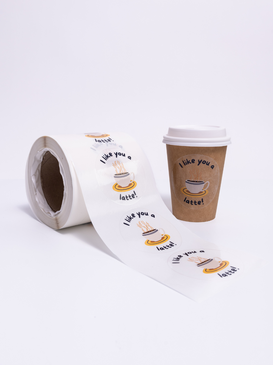 Circle Roll Labels - Clear with White Ink