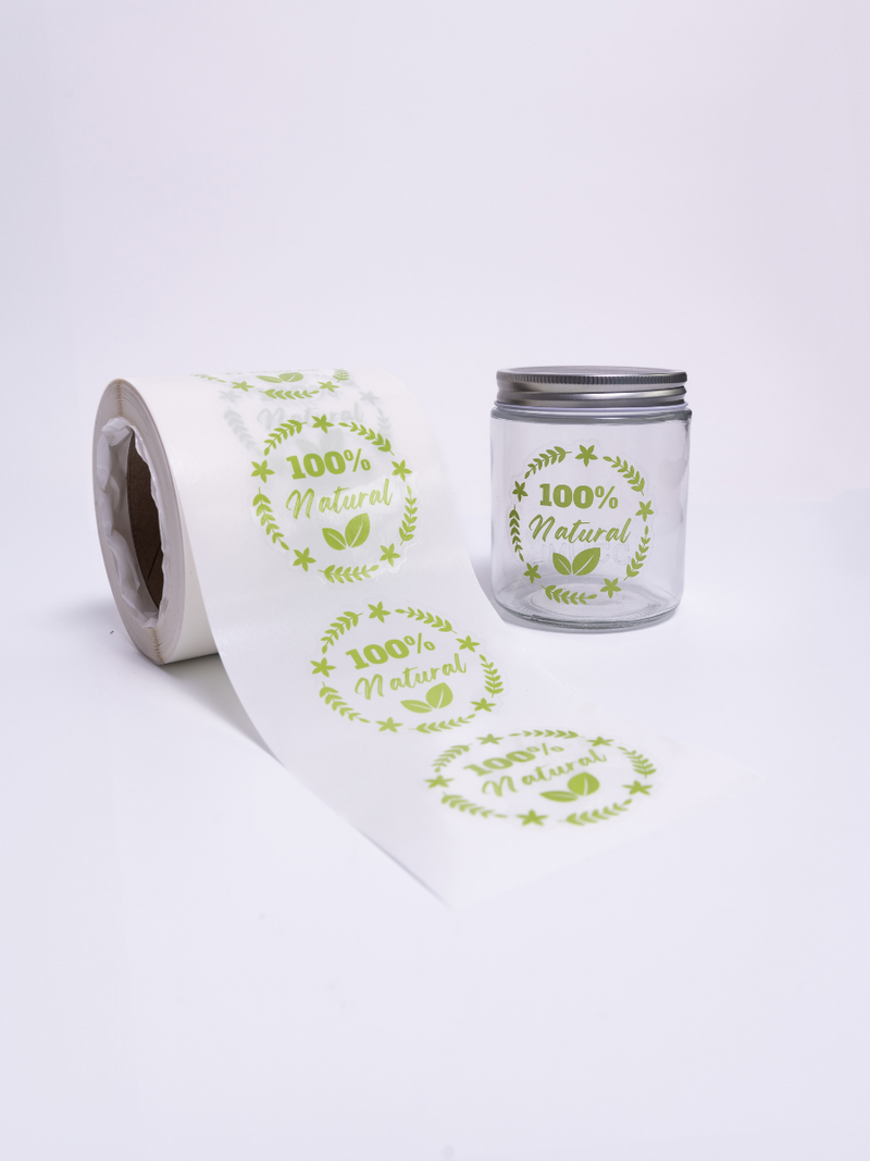Custom Shaped Roll Labels - Clear + White Ink