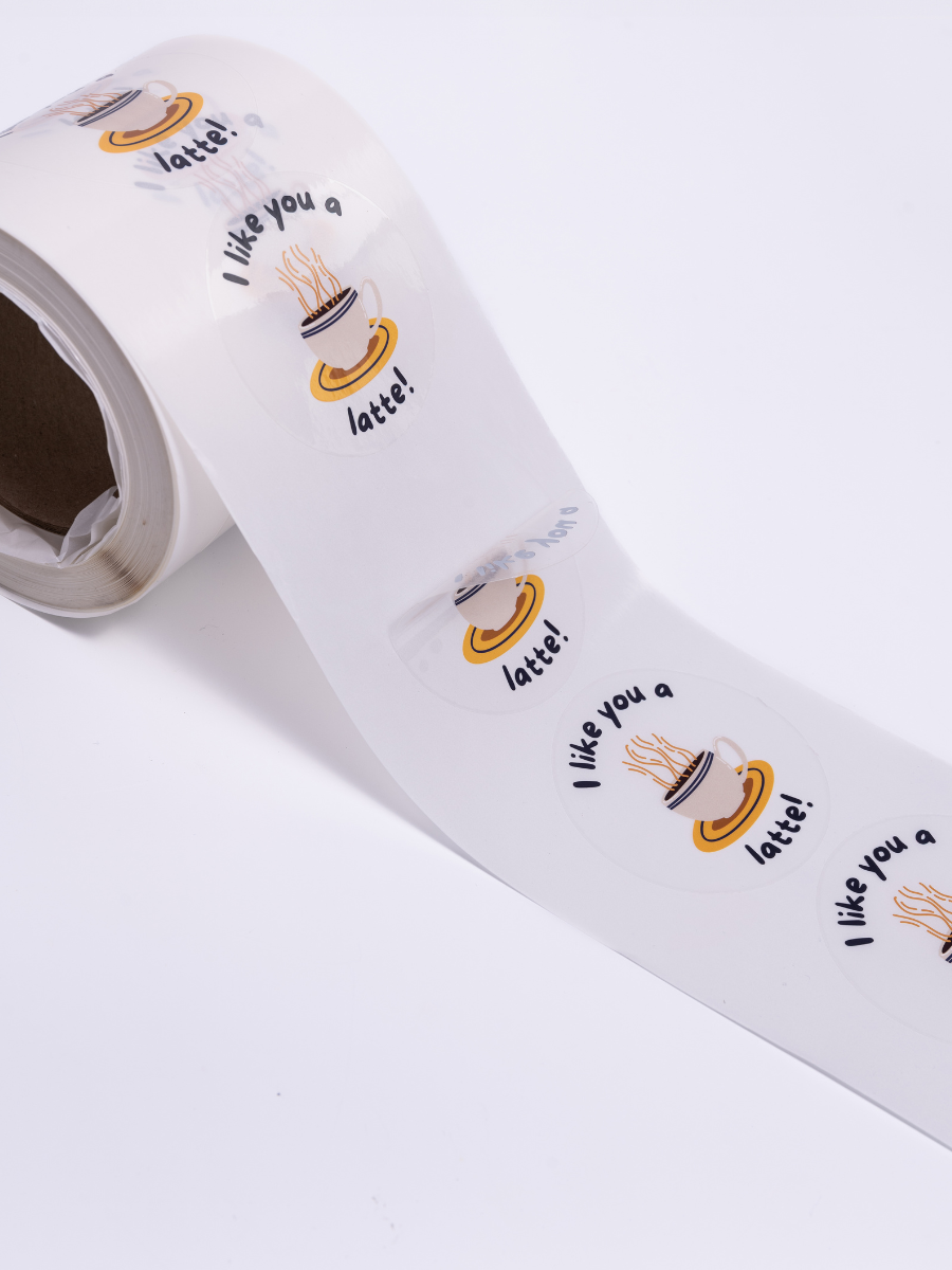 Circle Roll Labels - Clear with White Ink