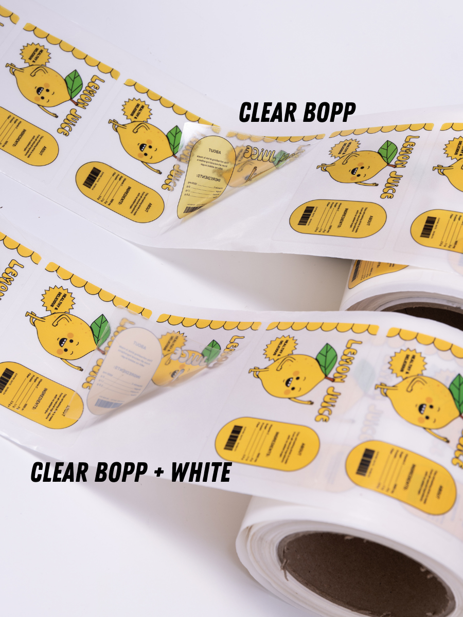 Circle Roll Labels - Clear with White Ink
