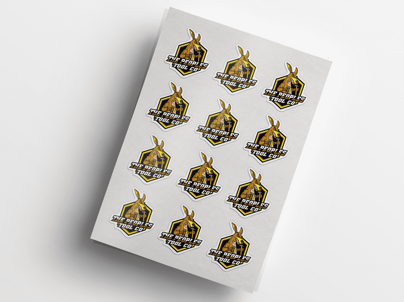 The People's Tool Co custom die cut label stickers on a sheet.