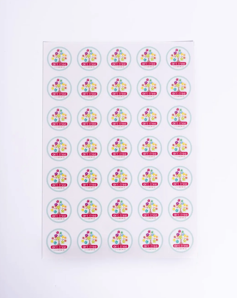 Circle Sheet labels - Clear + White Ink