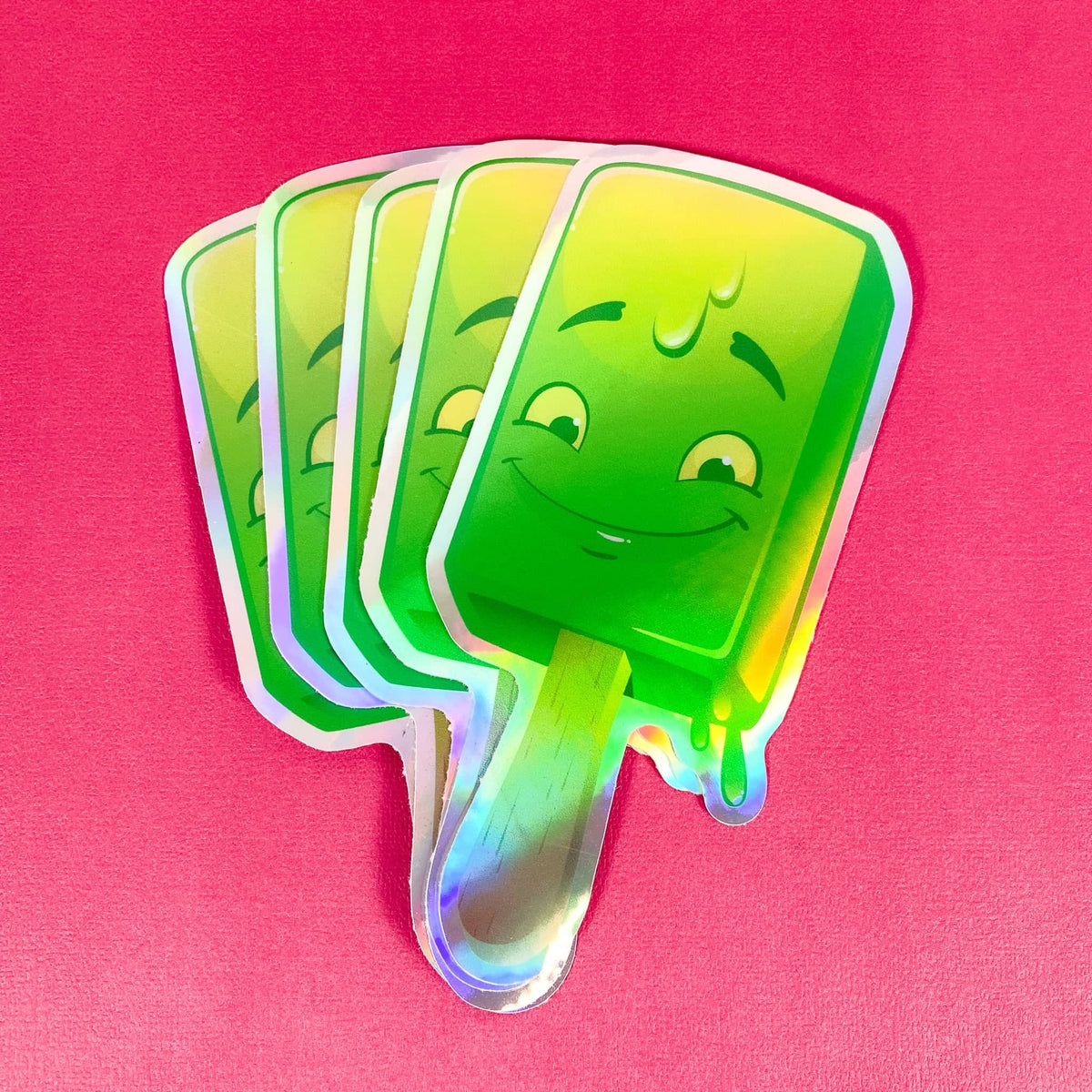 Green ice-block holographic stickers