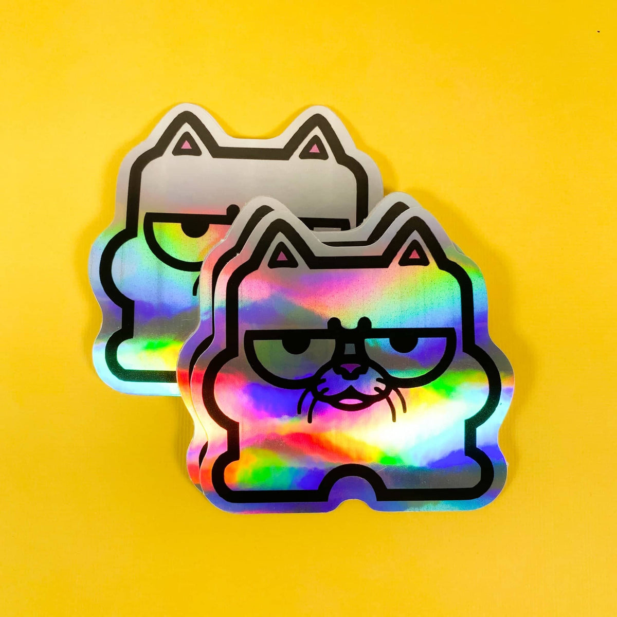 Angry cat holographic stickers