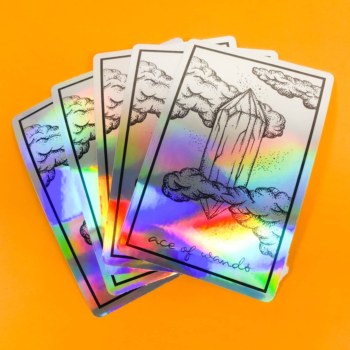 Crystal in the sky holographic stickers