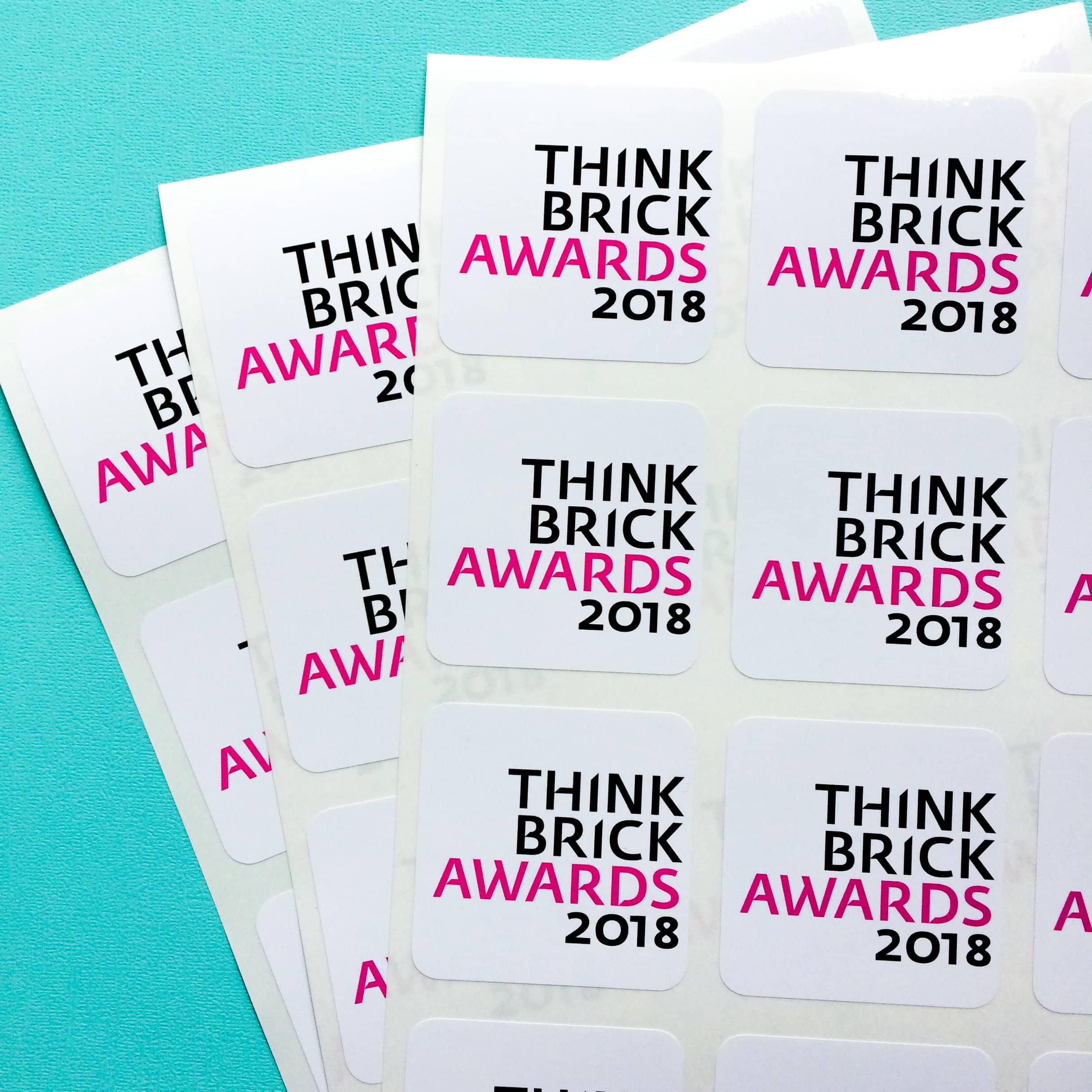 Think Brick Awards 2018 event square sheet label stickers