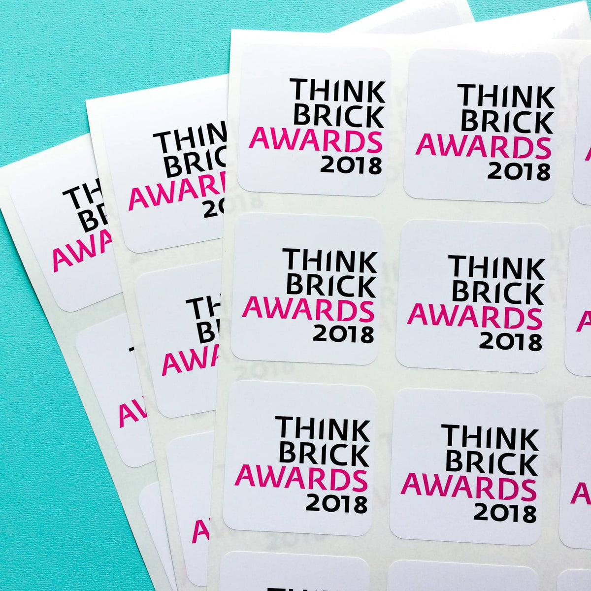 Think Brick Awards 2018 event square sheet label stickers